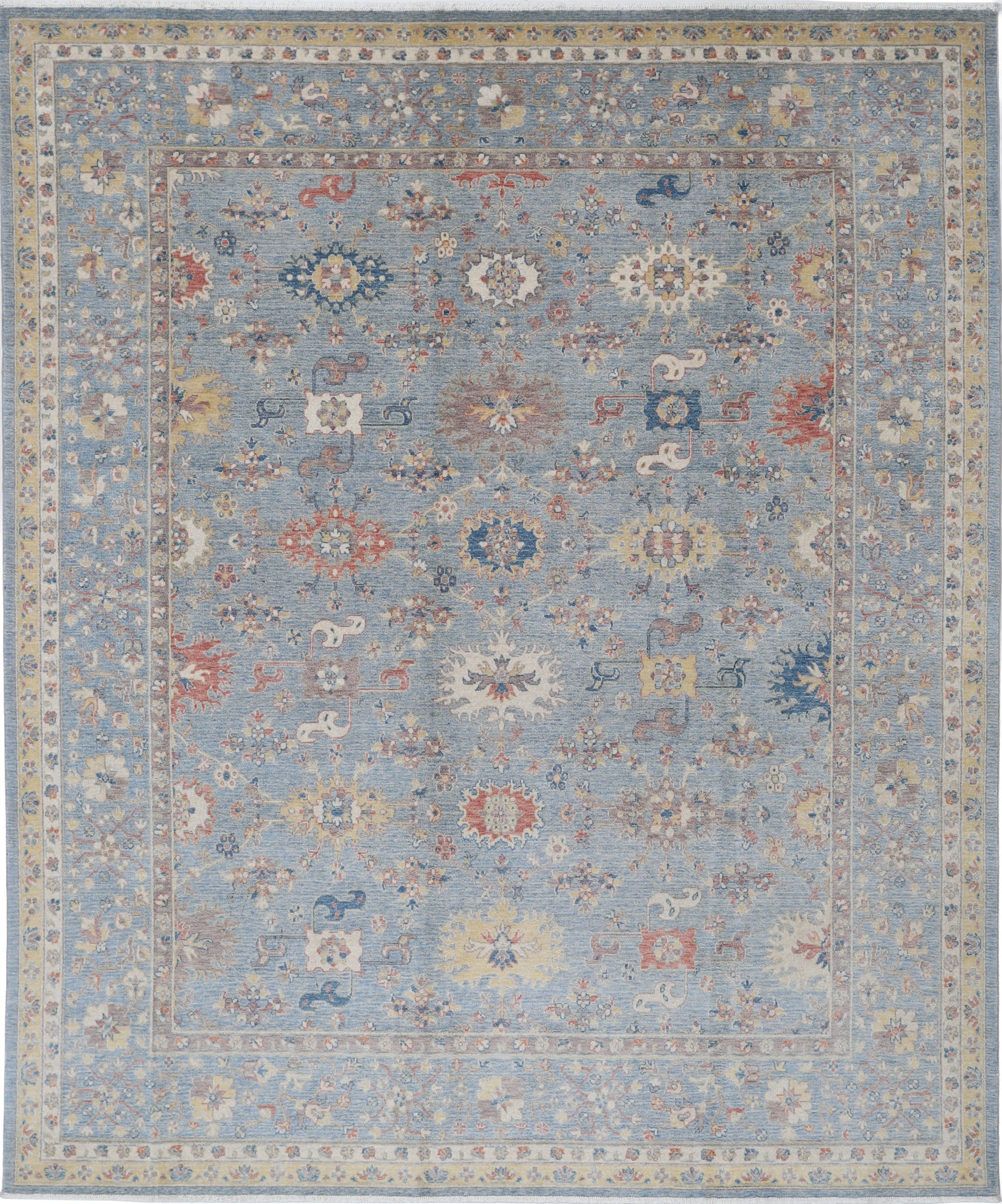 8'x9'10" Modern Area Rug, Floral Pattern Oushak Carpet for Home Decor, 100% Wool