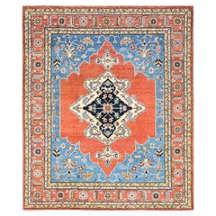 8'x9'10" Orange, Soft Wool, Afghan Peshawar, Hand Knotted, Oriental Rug
