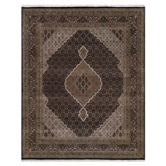 8
x9
10" Premium Black Hand Knotted 175 KPSI Tabriz Mahi Pure Wool Oriental Rug