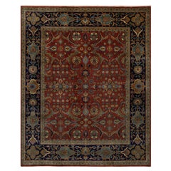 8'x9'10" Ruby Red Sarouk Mohajeran Design Hand Knotted New Zealand Wool Rug