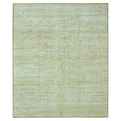 8'x9'10" Yellow Oxidized and Distressed Grass Design Hand Knotted Pure Wool Rug