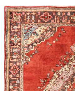 8x9.5 Ft Antique Turkish Oushak Rug, Rare Size, 100% Wool, Circa 1920