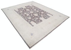 8x9.5 ft Handmade Soft-Toned Large Area Rug mit Floral Design für Wohnzimmer