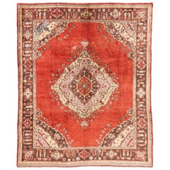 8x9,5 Ft antiker türkischer Oushak-Teppich. Seltene Größe. 100 % Wolle