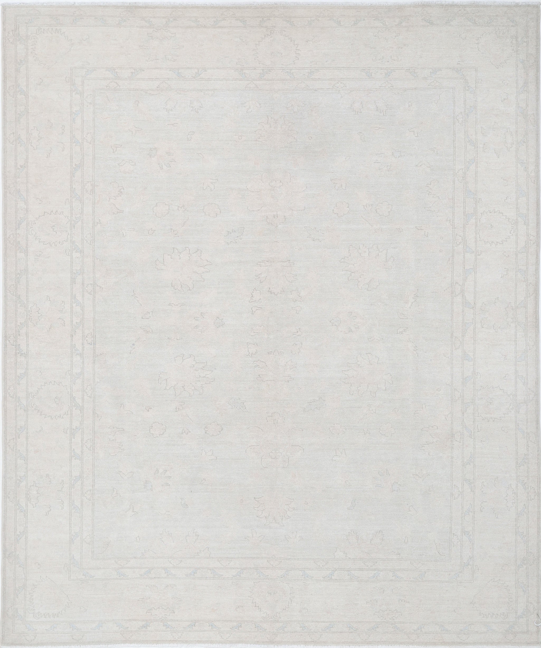 8x9.6 ft Hand Knotted Beige Large Area Rug for Living Room. 100% Wool Carpet