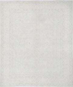 8x9.6 ft Tappeto di grandi dimensioni annodato a mano di colore beige per il soggiorno. Tappeto 100% lana