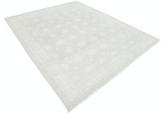 Tappeto di grandi dimensioni annodato a mano 8x9.6 ft per l'arredamento del soggiorno. Tappeto in lana beige