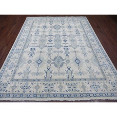 8'x9'6" Ivory Vintage Look Kazak with All Over Design Hand Knotted Wool Rug