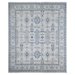 8'x9'6" Ivory Vintage Look Kazak with All Over Design Hand Knotted Wool Rug