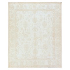 8'x9'6" Ivory Washed Out Peshawar Ziegler Mahal Design Hand Knotted Wool Rug