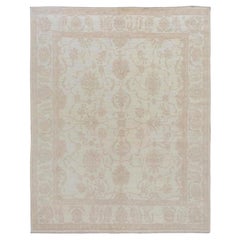 8'x9'6" Ivory White Wash Peshawar Ziegler Mahal tapis noué à la main