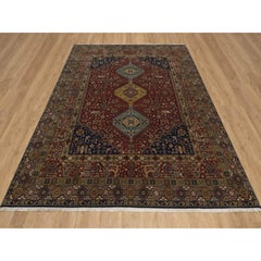 8'x9'6" Red Persian Shiraz Design 300 KPSI Hand Knotted New Zealand Wool Rug
