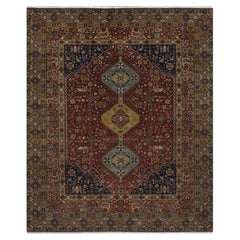 8'x9'6" Red Persian Shiraz Design 300 KPSI Hand Knotted New Zealand Wool Rug