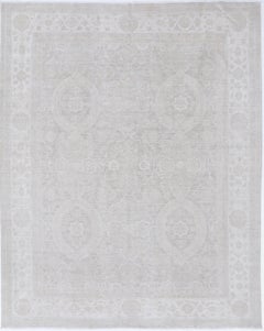 8x9.7 ft Hand Knotted Large Area Rug for Living Room Decor. Beige Wool Carpet