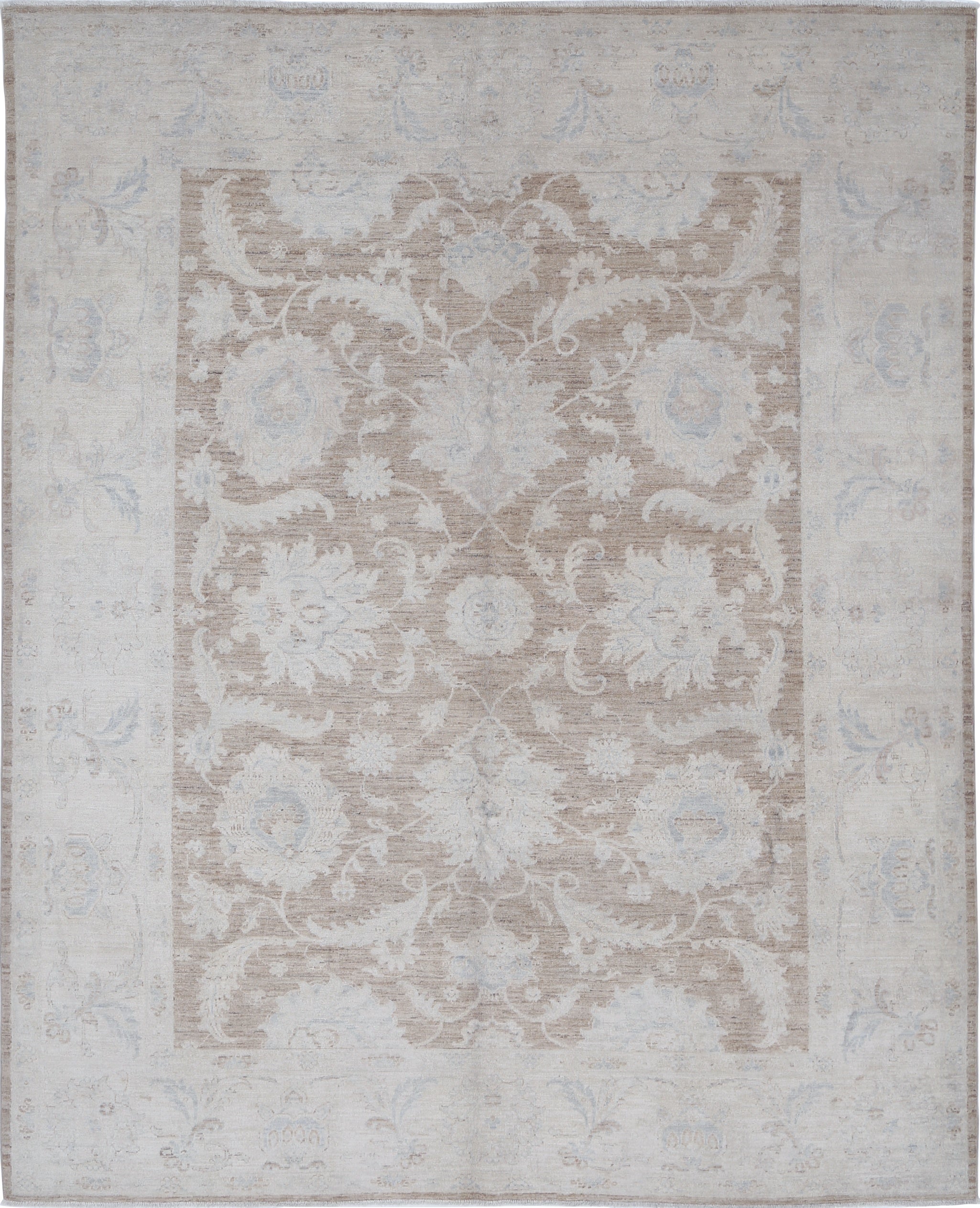 8x9.7 ft Handknotted Large Area Rug for Home Decor. Wool Floral Design Carpet