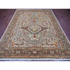 8'x9'7" Gray Hand Knotted Peshawar with Bijar Garus Design Wool Oriental Rug