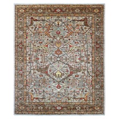 8'x9'7" Gray Hand Knotted Peshawar with Bijar Garus Design Wool Oriental Rug