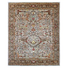 8'x9'7" Gray Hand Knotted Peshawar with Bijar Garus Design Wool Oriental Rug