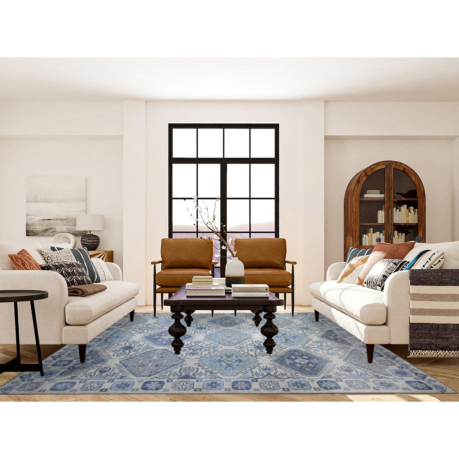 This is a truly genuine one-of-a-kind Ivory, Vegetable Dyes Extra Soft Wool, Hand Knotted Anatolian Village Inspired with Geometric Medallions Design, Oriental Rug. It has been Knotted for months and months in the centuries-old weaving craftsmanship
