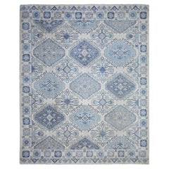 8'x9'7" Marfil, Lana Extra Suave, Anudada a Mano Alfombra Oriental Pueblo de Anatolia