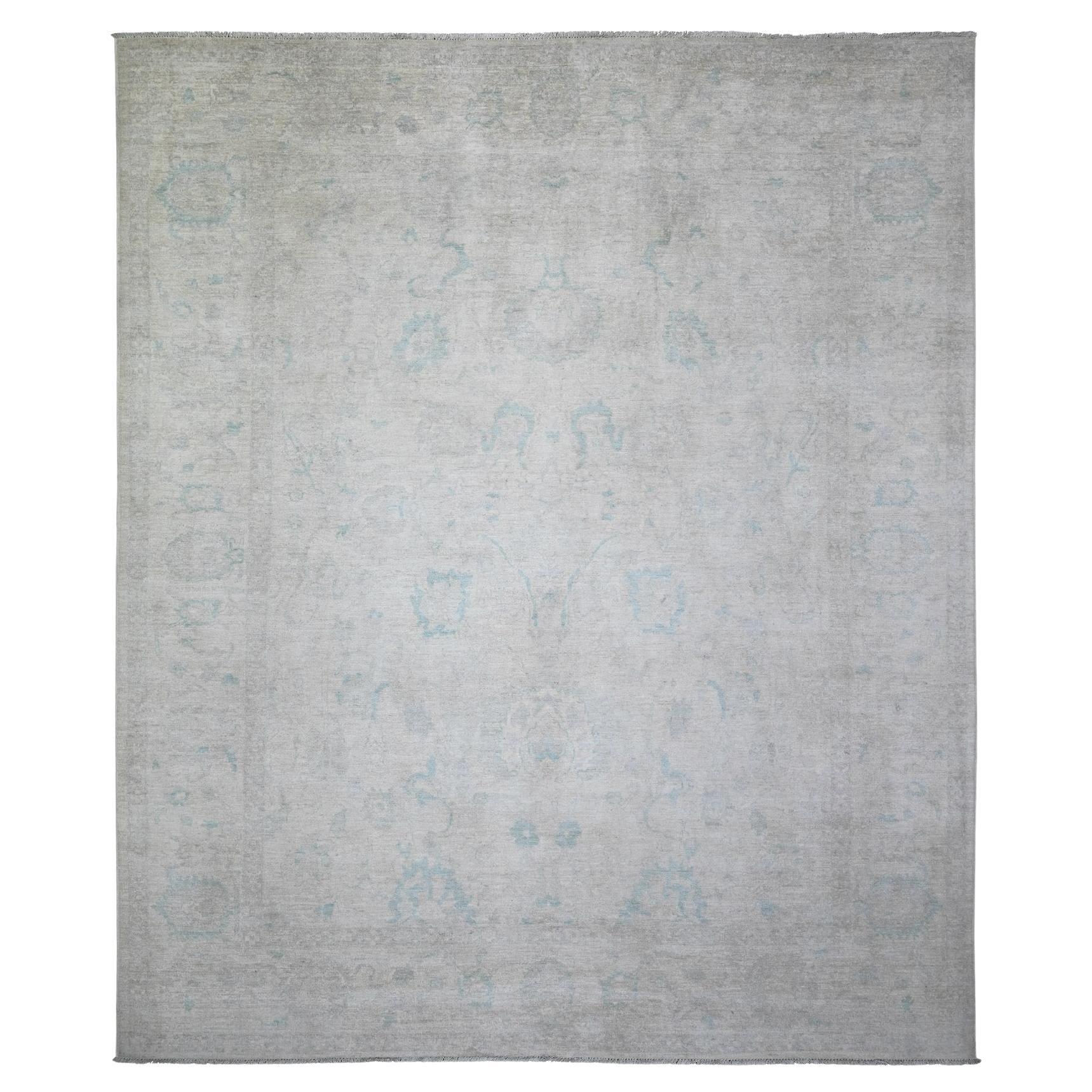 8
x9
7" Avorio, Lana naturale annodata a mano, White Wash Peshawar, Tappeto orientale