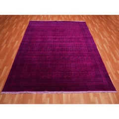8'x9'7" Overdyed Pink, handgeknüpfter Teppich aus 100 % Baumwolle im Agra-Design