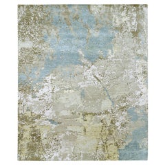 8'x9'8" Beige 100% Wool Abstract with Galaxy Design Hand Knotted Oriental Rug