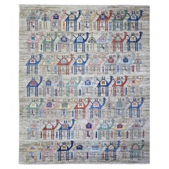 8'x9'8" Beige Hand Knotted Anatolian Village Inspired Soft Wool Oriental Rug