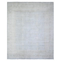 8'x9'8" Alfombra anudada a mano con diseño de granadas Samarcanda Azul Gris Lavado