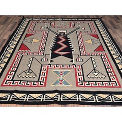 8'x9'8" Brown Flat Weave Southwest Geometric Design Hand Woven Pure Wool Rug