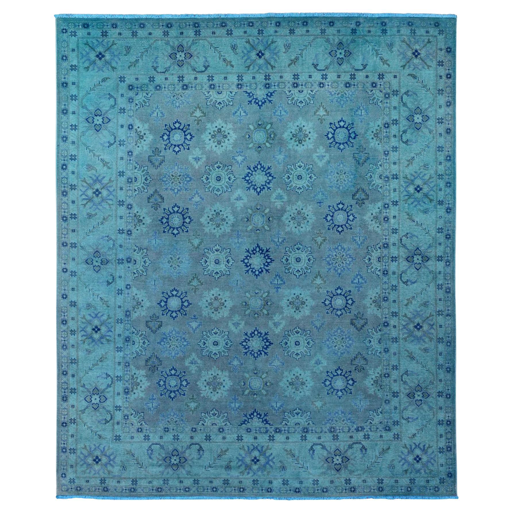 8
x9
8" Carolina Blue Laine surteinte Kazak Geometric Design Tapis noué à la main