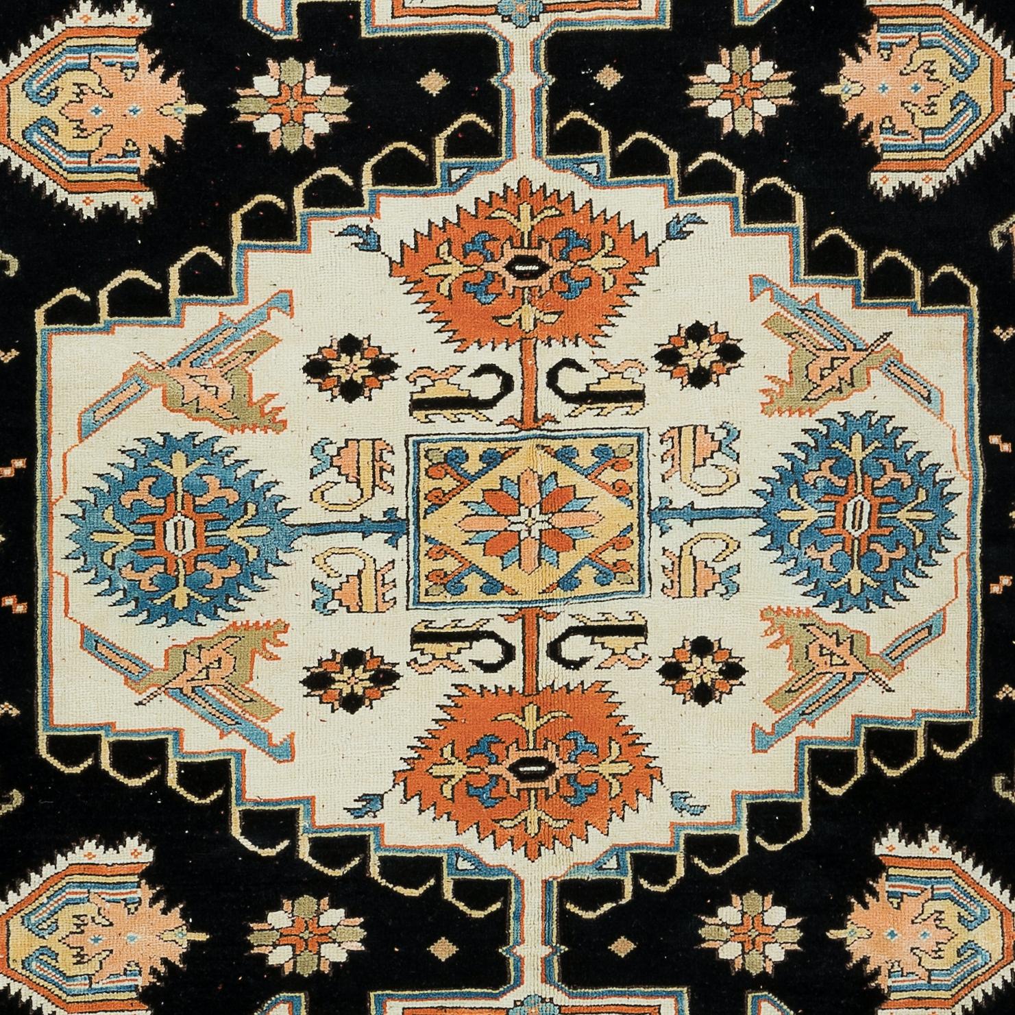 Contemporary 8x9.8 Ft Outstanding Modern Handmade Turkish Wool Area Rug in Black & Beige For Sale