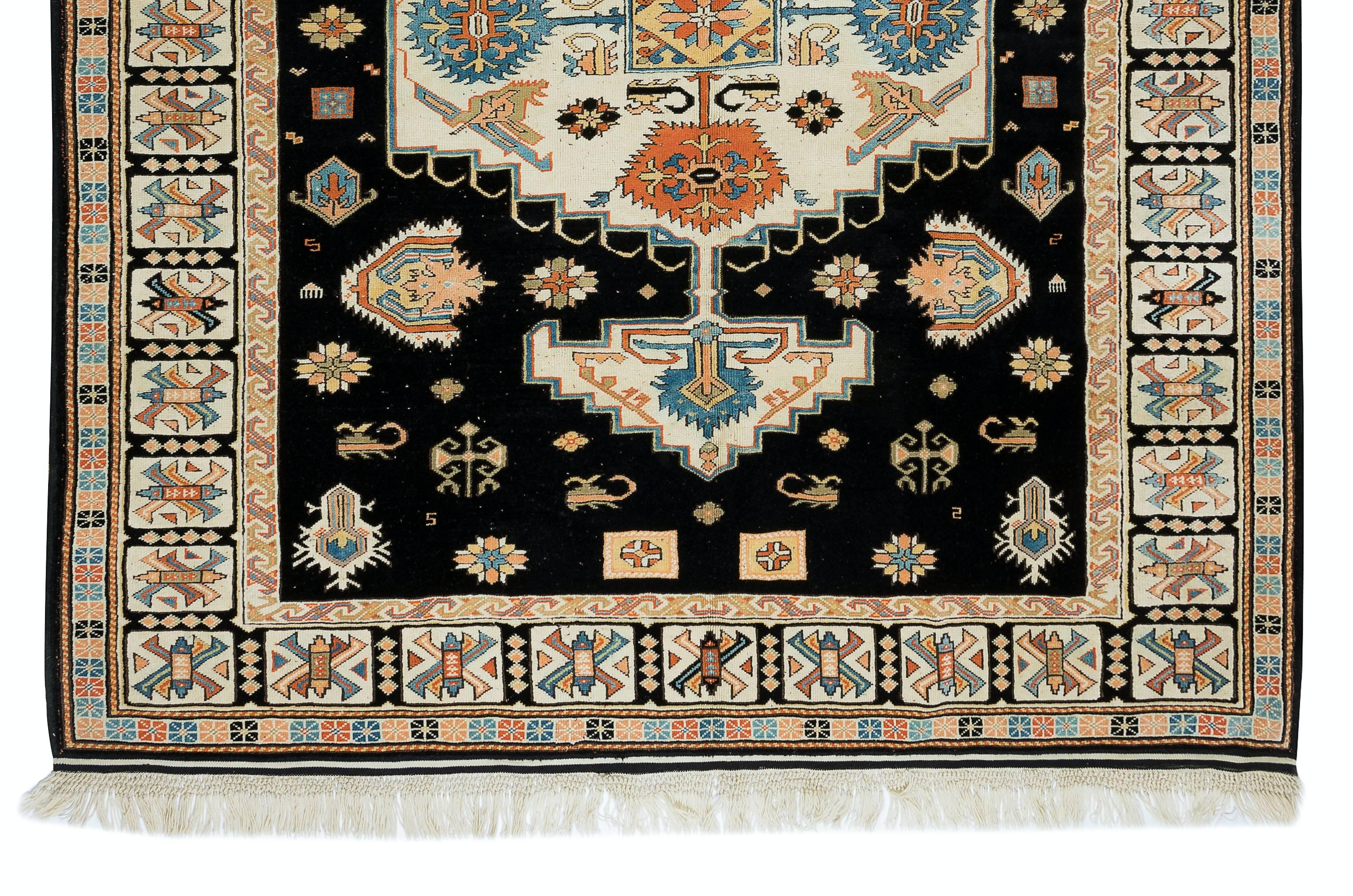 Hand-Knotted 8x9.8 Ft Outstanding Vintage Handmade Turkish Wool Area Rug for Home and Office For Sale