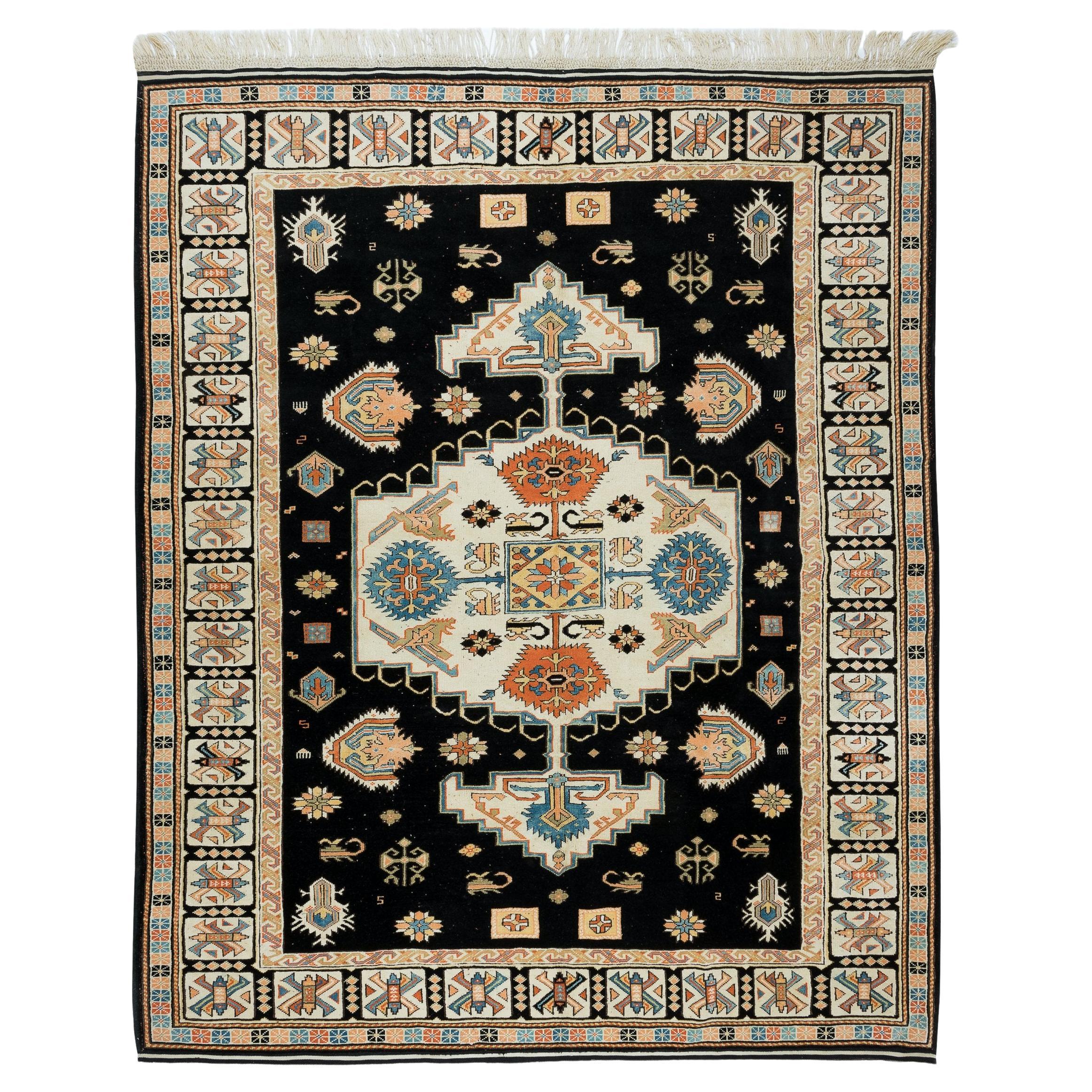8x9.8 Ft Outstanding Vintage Handmade Turkish Wool Area Rug for Home and Office For Sale