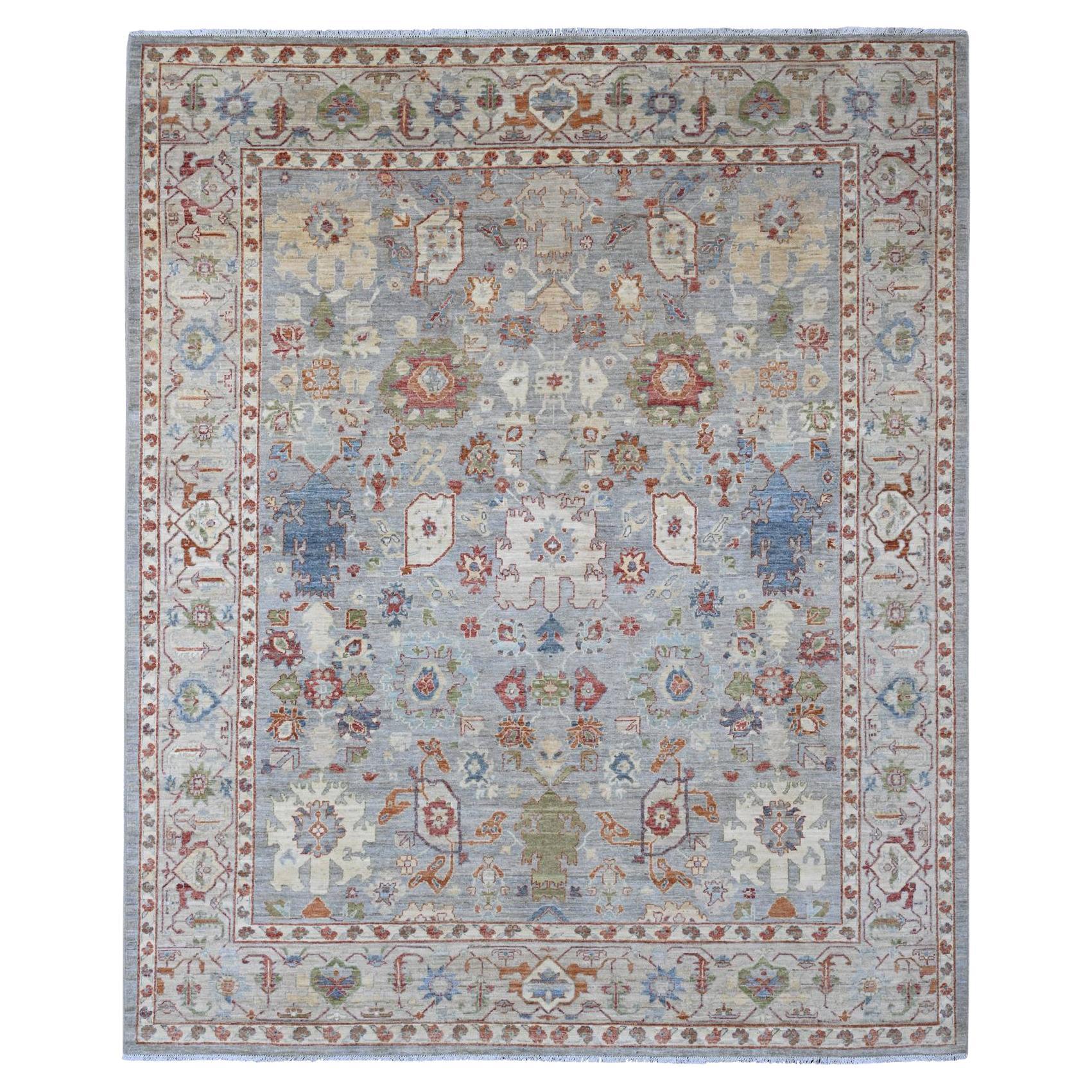 Tappeto Ziegler Mahal Revival All Over Pattern annodato a mano in pura lana 8'x9'8" grigio in vendita