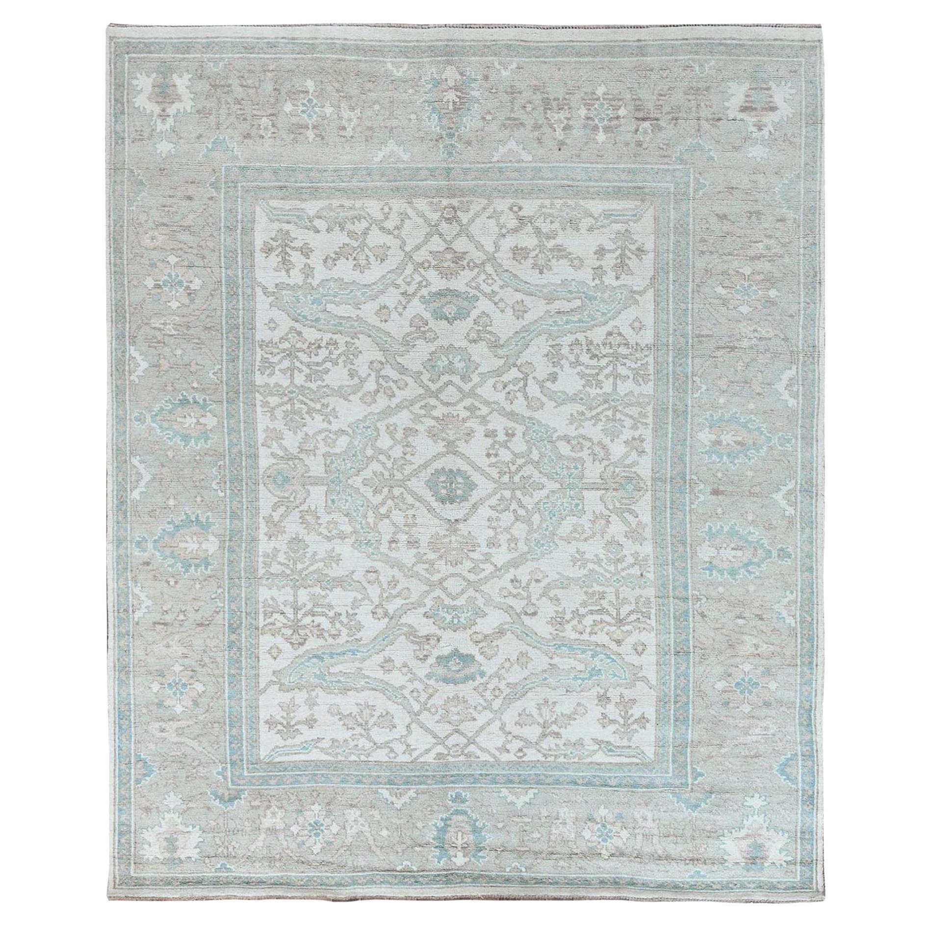 8'x9'8" Elfenbein Afghan Oushak Supple Collection Handgeknüpft Wolle Orientteppich