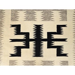 8'x9'8" Ivory Flat Weave American Indian Southwest Hand Woven Pure Wool Rug