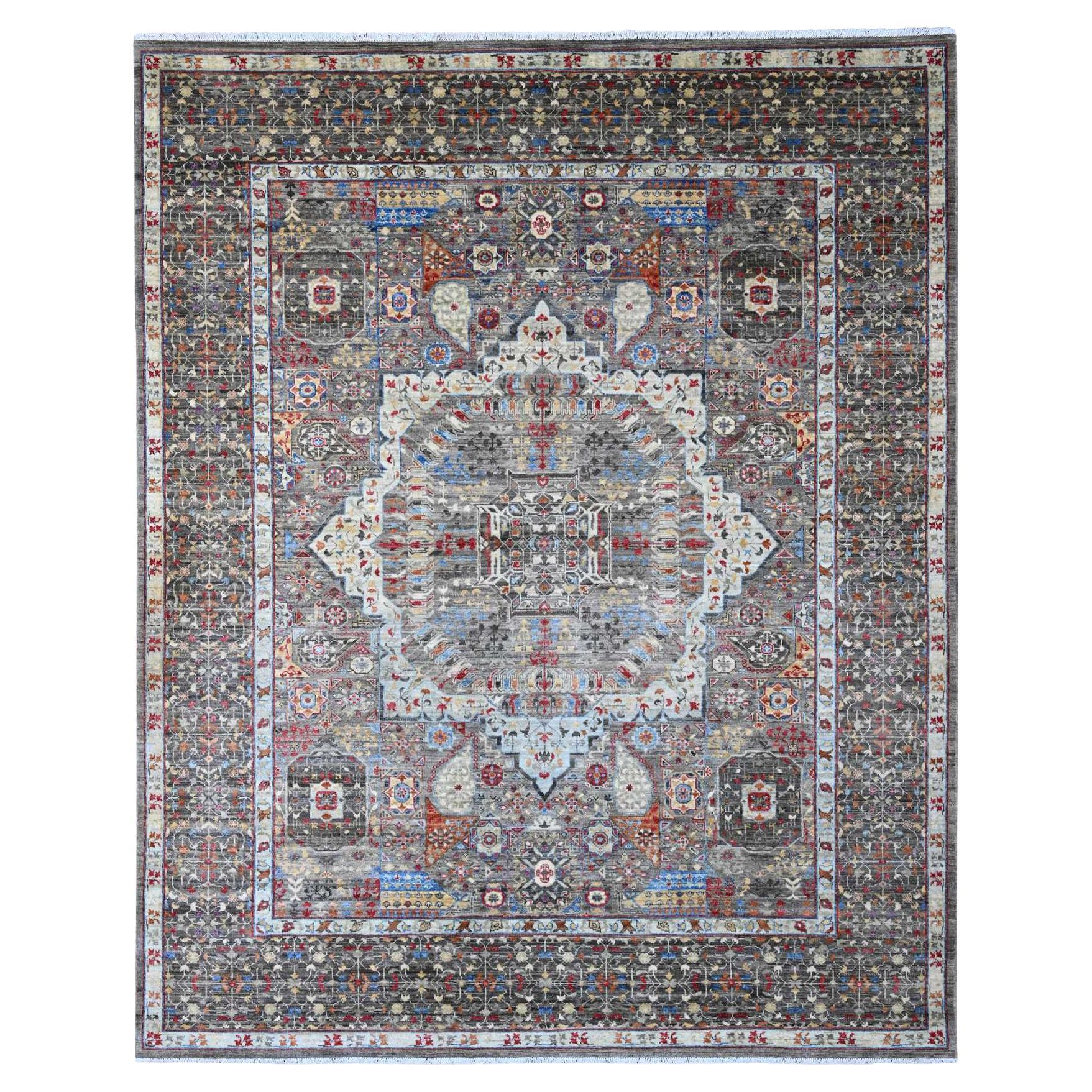 8
x9
8" Nevada Gray Tapis en laine douce à motif Mamluke du 14ème siècle, noué à la main