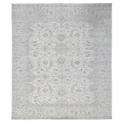 8'x9'8" White Wash Peshawar with All Over Vines Design Hand Knotted Wool Rug