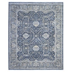 8'x9'9" Arsenic Gray Natural Dyes Peshawar All Over Mahal Design Oriental Rug