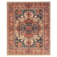 Tappeto in lana annodato a mano 8
x9
9" beige Serapi Heriz con grande disegno a medaglione