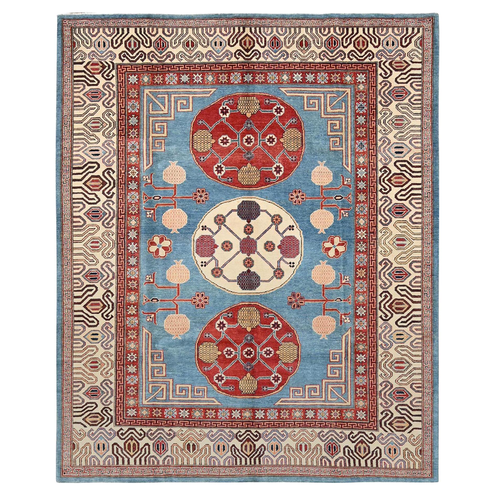 8
x9
9" Blau Afghan Special Kazak Granatapfel Design Hand geknüpft alle Wolle Teppich
