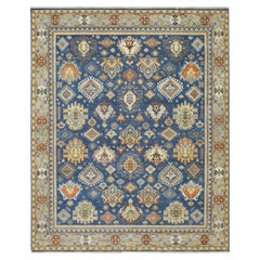 8'x9'9" Blau All Over Nordwest Persisches Design Wolle Handgeknüpft Orientteppich