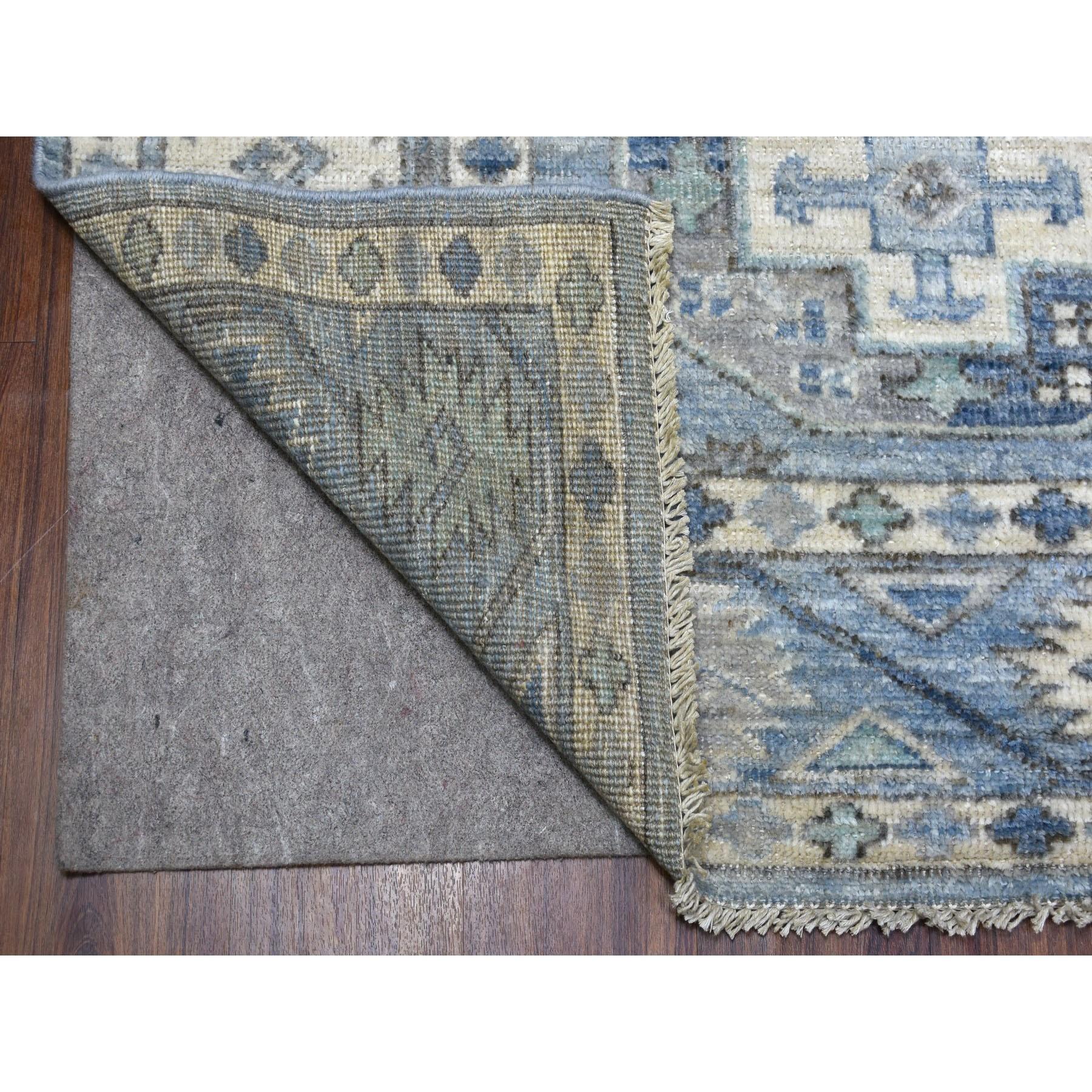 Alfombra Oriental Anudada a Mano con Diseño Ersari Afgano de Lana Azul Brillante 8'x9'9 Anudado a mano en venta
