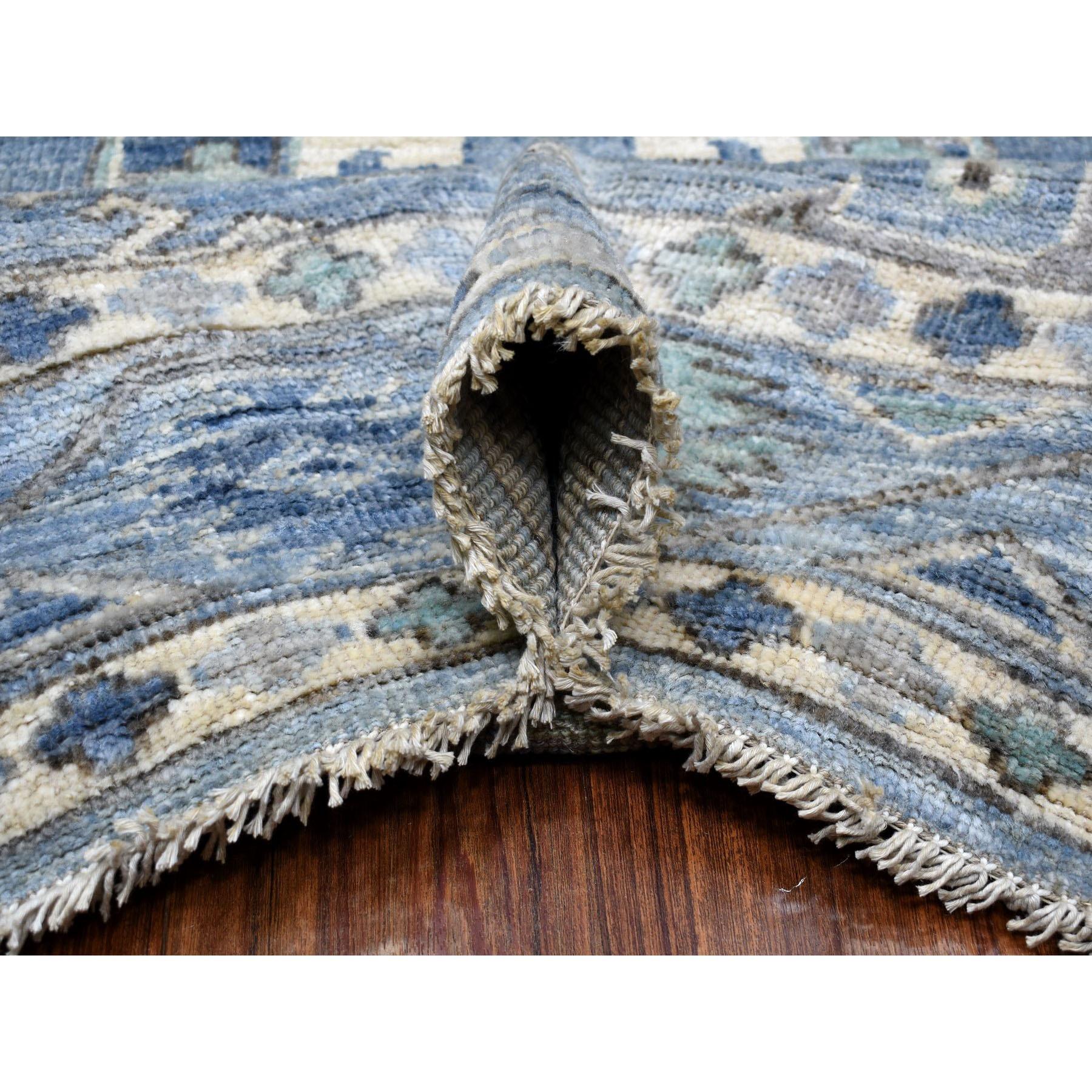 Alfombra Oriental Anudada a Mano con Diseño Ersari Afgano de Lana Azul Brillante 8'x9'9 en Nuevo estado para la venta en Carlstadt, NJ