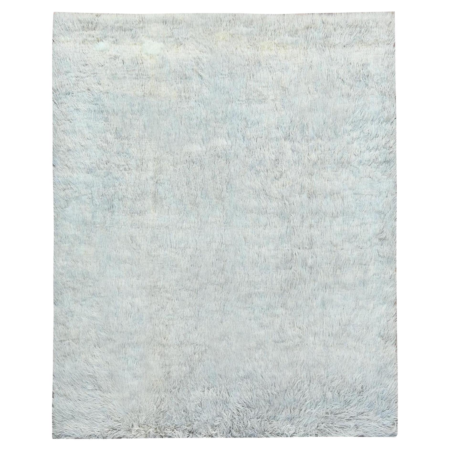 8
x9
9" Blaugrau Shag Flokati Griechisch Stil Natürliche Wolle Hand geknüpft Teppich