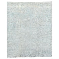 8'x9'9" Blueish Gray Shag Flokati Greek Style Natural Wool Hand Knotted Rug