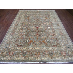 8'x9'9" Brown Peshawar with Bijar Garus Design Hand Knotted Wool Oriental Rug