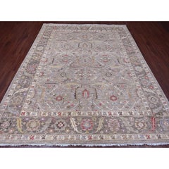 8'x9'9" Brauner Peshawar mit Heriz All Over Design Handgeknüpfter Teppich aus reiner Wolle