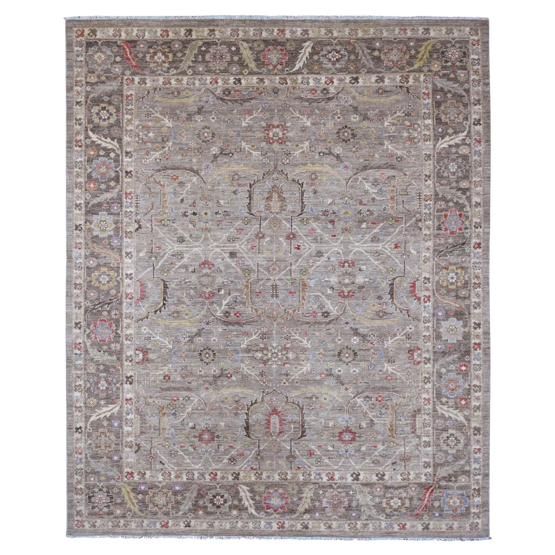 8
x9
9" Brauner Peshawar mit Heriz All Over Design Handgeknüpfter Teppich aus reiner Wolle